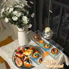 亚克力长方形蛋糕架，带透明展示盖，甜点托盘带盖，家用/派对用长方形蛋糕架 - 查看 5