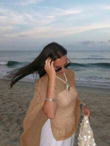 女士简约优雅针织上衣，休闲时尚风格，春夏款 - 駝杏 - 查看 6