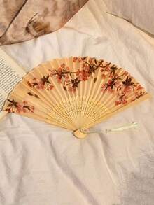 2件/套/1件復古折扇，流蘇手持竹扇，海棠扇，竹扇，彩繪扇，可折疊手扇，婚禮手扇，派對手扇，裝飾扇，優雅休閒風，生日禮物，婚禮裝飾，開學禮物 - 復古 - 查看 8