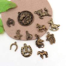 28/48 PCS Random Mixed Horse-Shaped Pendants, Vintage Alloy Horse Series Charms For Necklace, Bracelet And Earring Jewelry Making - A5668- - View 5