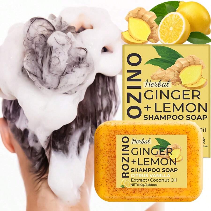 每7天洗一次头，熬夜不掉发，10合1姜柠檬洗发皂，即刻抚平毛躁，防止断发，瞬间清爽控油，轻盈不油腻，即刻滋润分叉发梢，令稀疏头发看起来更浓密丰盈，滋养秀发，婚礼回礼，小礼物 - 洗髮水 - 查看 1