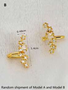1对水晶星星夹式耳环，女士立方氧化锆耳夹耳环，无需耳洞 - 耳夾 - 查看 7