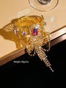 1 chiếc vòng tay co giãn dành cho nữ, vòng chân đính đá tua rua, phụ kiện trang sức dự tiệc. - Độ co giãn khi mở - Xem 7