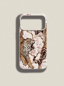 1个老虎樱花图案液态硅胶防震手机壳，兼容苹果Xs/Xsmax/Xr/11/12/13/14/15/16pro/Promax/14/15/16plus/17，男女通用礼品 - 米色 - 查看 6