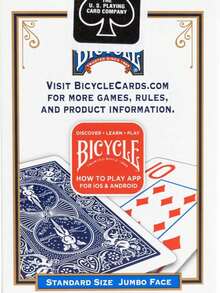 一套大号自行车图案扑克牌，大字印刷，易于阅读，适合家庭纸牌游戏和赌场游戏 - 彩色 - 查看 3