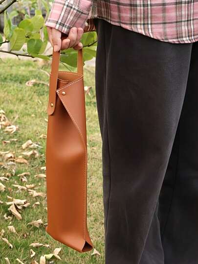 1-Piece Leather Wine Bag, Fashionable Wine Bottle Protective Sleeve, Snap-Button Single Bottle Holder, Portable & Elegant, Ideal Gift For Wine Lovers, Travel & Dinner Accessory