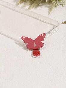 360°旋转超薄0.2mm手机垫，复古蝴蝶图案，304不锈钢手机夹，手机挂绳配件，单扣垫，超薄防丢背贴，坚固连接垫，单耳耳机夹，通用腕带金属垫贴片夹 - 彩色 - 查看 11