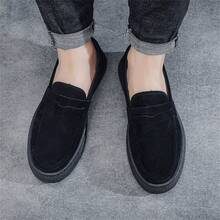 Popular Men's Casual Loafers, Leather Upper With Waterproof Design, Flat Non-Slip Sole, Suitable For Leisure, Entertainment And Camping - Black - View 6