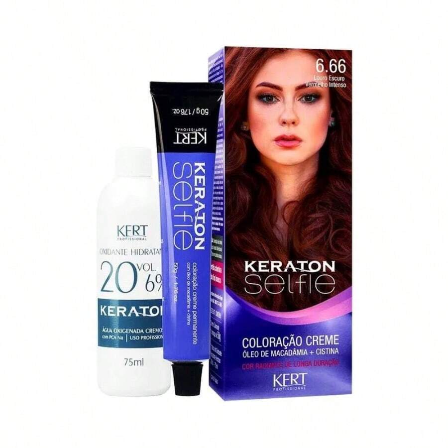 Keraton Selfie Hair Dye - Full Gray Coverage - Choose Your Color - 6.66 DARK BLONDE INTENSE RED - View 1