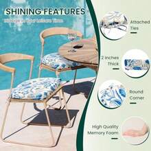 HARBOREST Juego de 4 cojines para silla al aire libre cojines para silla de patio resistentes al agua con lazos cojines de asiento al aire libre para muebles de patio 43x41x5 cm Azul Mariposa - Mariposa azul - Ver 3