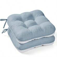 BETU Juego de 2 cojines para sillas de comedor almohadillas para sillas de cocina de 3.5" de espesor con lazos respaldo antideslizante y fundas cojín para asiento de comedor bar sillas de patio - Azul ahumado - Ver 1