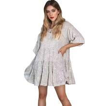 New European And American Fashion Round-Neck Loose-Waist Short-Sleeve Sequin Dress - 玫紅色 - 查看 6