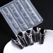 Khuôn nặn móng tay silicon hình cánh hoa mùa xuân hè, khuôn mẫu thiết kế móng tay tự làm hình hoa ly và hoa anh đào, dụng cụ tạo hình móng tay. - Trong sáng - Xem 6