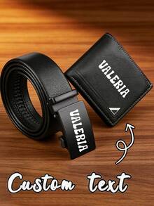 可定制男士礼品套装（皮带和钱包），男士个性化姓名礼品，经典简约商务套装，商务场合必备搭配，时尚百搭 - 彩色 - 查看 1