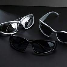 Y2K未来主义风格时尚眼镜，朋克风眼镜，适合音乐节、街头摄影、派对等场合。 - 銀色 - 查看 6