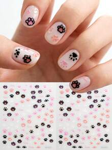 2pcs/1pc Jelly 5D Embossed Bear Paw Design Nail Art Stickers,Cute Cartoon Animal Paw Print Nail Stickers For Valentine's Day,Wedding,New Year,St. Patrick's Day,Holidays -DIY Self-Adhesive Nail Decal Spring&Summer Nail Supplies - Multicolor - View 9