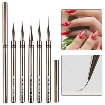 Bộ 5 bút bi bạc, bút kéo dây khắc và sơn, 5 kích cỡ tùy chọn (6mm/9mm/12mm/15mm/18mm), bút trang trí đa chức năng.