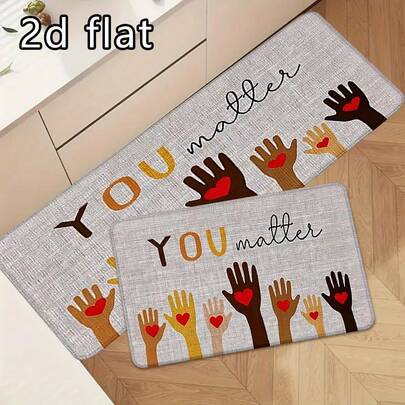 1pc/2pcs/3pcs Funny Welcome Kitchen Floor Mat, Inspirational Non-Slip Doormat, Rubber Backed, Stain & Slip Resistant, Suitable For Indoor & Outdoor Floors, Home & Room Decor, Comfortable Bathroom Rug, Machine Washable