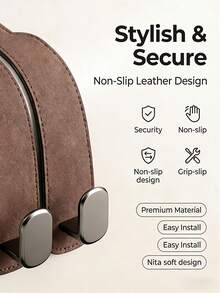 20磅承重PU皮革汽车座椅头枕挂钩，通用型，耐用合金材质，适用于500多种场景 - 彩色 - 查看 4