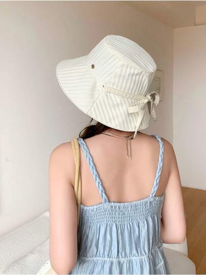 1 pieza Sombrero de cubo de mujer casual de poliéster, versátil para uso diario y al aire libre