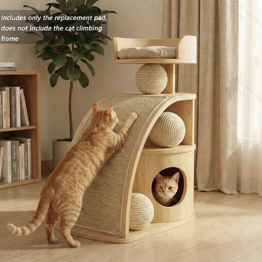 1 tấm lót cào móng cho mèo bằng sợi sisal, gắn tường, bền chắc, không rụng lông, bảo vệ ghế sofa, đồ chơi cào móng cho mèo, có thể dán ở bất cứ đâu, thiết kế gọn gàng, bảo vệ an toàn cho ghế sofa, được làm từ chất liệu sisal bền chắc. - 30*60cm - Xem 1