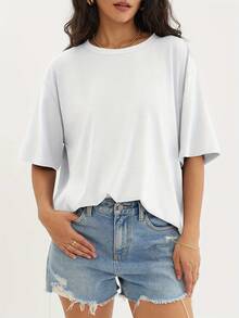 Women's 3-Pack Plus Size Short Sleeve T-Shirts, Summer Loose Tops, Fashion Basic Tees, Comfortable For Casual Vacation & Fitness Wear - Nhiều màu - Xem 4