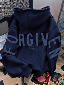 FORGIVEN PSALM Christian Jesus Prayer Graphic Sweatshirt Cozy Sweatshirt, Women Fall And Winter Clothes, Solid Color Long Sleeve Pocket Relaxed Fit Casual Pullover Sweatshirt Black - Màu xanh hải quân - Xem 7