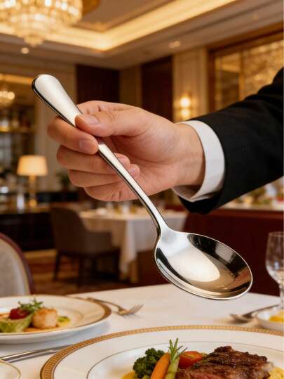 2/4/8pcs Stainless Steel Serving Spoons, Suitable For Home Kitchen, Hotel, Buffet, School, Birthday Party, Wedding, Outdoor Camping, Holiday Gift