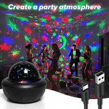 USB供电的迪斯科球灯,LED派对灯,适用于各种室内DJ灯光场景,例如家庭派对室、酒吧、卡拉OK场所、客厅家居装饰、婚礼装饰等。它是万圣节、圣诞节、生日等的理想礼物。 - 彩色 - 查看 3