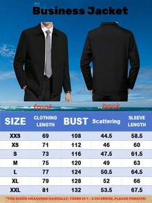 1pc Men's Casual Turndown Collar Jacket, Business Gentleman Casual Jacket Top For Spring & Autumn, Business Formal Style - 黑色 - 查看 7