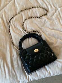 Quilted Chain Small Bag, Fashionable Versatile Luxury Decorative Bag, Youthful Korean Style One Shoulder Crossbody Bag - Black - View 5