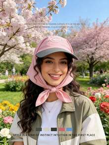 1pc Women's Outdoor Summer UV Protection Embroidered Letter Sun Hat Headscarf,Beach,Vacation - Style 1 - View 6
