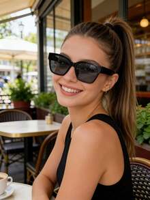 1 chiếc kính mắt mèo kiểu retro Châu Âu và Mỹ thời trang Y2K, kính thời trang đường phố đa năng nhẹ bằng nhựa PC (polycarbonate) với họa tiết da báo và thiết kế Bohemian. - Nhiều màu - Xem 6