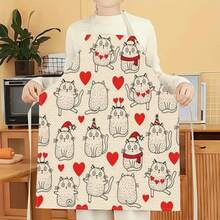 1 chiếc tạp dề hình trái tim họa tiết mèo, tạp dề in hình thời trang ngộ nghĩnh, tạp dề nhà bếp dùng khi nấu nướng, dọn dẹp, tạp dề gia đình sáng tạo. - Nhiều màu - Xem 19