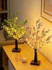 LED Sakura Tree, Pink/Green Glowing Sakura Decor Suitable For Home, Tabletop Center Decor, Artificial Tree Lamp, Warm White Fairy Lights Spiritual Tree Lamp Suitable For Home, Indoor Desk, Fireplace, Office, Bedroom, Wedding, Party - 櫻花樹燈 - 查看 3
