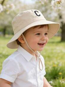 1顶幼儿A-Z字母刺绣渔夫帽，可调节防晒，适合儿童男孩女孩 - 1PC - 查看 3