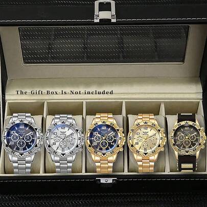 Conjunto de 5 relojes de cuarzo de moda y sencillos para hombres, de estilo moderno y casual, adecuados para uso diario, regalo perfecto para hombres