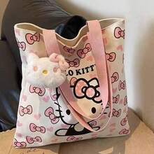 Sanrio Hello Kitty Canvas Lunch School Duffle Tote Bags For Women, Cute Pink Hello Kitty Party Favors Laptop Pouch Makeup Bag For Girls For School, Suitable For Commuting, School, And Shopping, Convenient For Outdoor, Perfect Gift For Friends Teachers, And Ideal For Birthday, Vacations And Holidays - KT - View 9