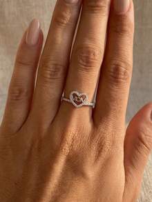 ESBERRY 1 chiếc nhẫn bạc 925 Sterling tối giản, thanh lịch, đính kim cương hình chữ "Mom", thích hợp đeo hàng ngày, quà tặng Ngày của Mẹ, trang sức tinh tế, quà sinh nhật. - chiếc nhẫn tình yêu kim cương - Xem 5