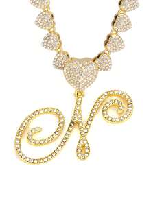 字母吊坠项链 迈阿密链条项链 女士嘻哈镶钻字母吊坠项链 珠宝礼物 - 愛心字母項鍊 - 查看 38