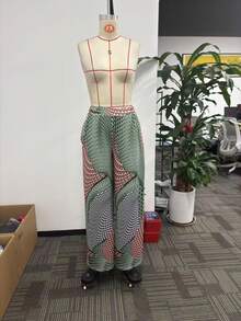 秋冬新款时尚休闲度假风，优雅女士百搭修身外套，母亲节礼物，适合外出、居家、旅行、工作 - 1件新款复古印花百搭优雅女士宽松裤 - 混合色 - 查看 3