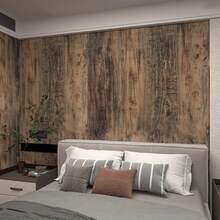 1卷复古木纹自粘墙纸，乙烯基材质，易于安装，适用于厨房、卧室、宿舍、儿童房、电视背景墙、咖啡桌、橱柜内衬等，可移除DIY墙纸，尺寸为17.7英寸 x 39.3英寸/118.1英寸/196.8英寸 - 銹棕色 - 查看 5