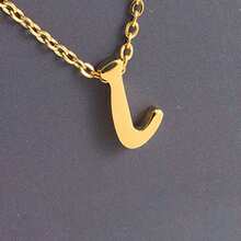 1pc Minimalist Stainless Steel 26 Initial Letter Necklace Pendant, Suitable For Commuting And Daily Wear - Yellow Gold - View 31