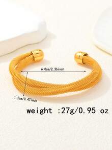 1件24K镀金铜质中东斋月手镯，双层网状设计，女士款 - 金黃色 - 查看 4