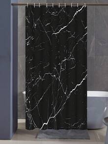 Bộ 4 món đơn giản, sang trọng, họa tiết vân đá cẩm thạch, gồm rèm tắm, thảm tắm, thảm chữ U và tấm phủ bồn cầu, 12 móc nhựa, kích thước 71*71 inch. - A - Xem 19