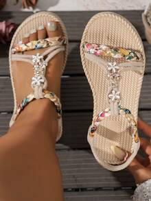 Dép xăng đan đế bằng thời trang nữ, dép xăng đan đế bằng phong cách Bohemian đi biển. - Nhiều màu - Xem 1
