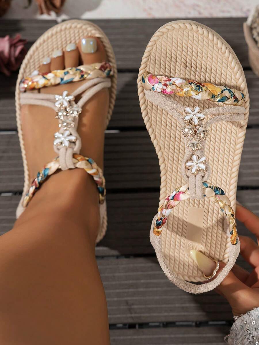 Dép xăng đan đế bằng thời trang nữ, dép xăng đan đế bằng phong cách Bohemian đi biển. - Nhiều màu - Xem 1