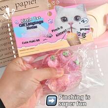热门透明草莓猫爪挤压玩具，创意办公情绪稳定器，减压礼物，生日、节日、情人节的完美之选 - 彩色 - 查看 2