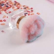 1 Pc Women Pink Soft Bristle Nail Dust Brush, Rose Shape Gentle Nail Dust Powder Remover, Manicure Cleaning Tool For Acrylic Nails, Home & Salon Use - 彩色 - 查看 2