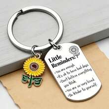 Little Reminders Keychain Inspirational Key Ring You Are Enough Daily Affirmation Mental Health Positive Gifts - Silver - View 6